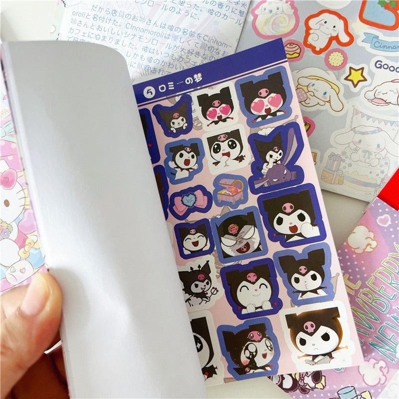 450Pcs Sanrio Kuromi Hello Kitty Sticker Book Melody Goo Card Cartoon Kawaii Sticker Hand Account Decoration For Girls Gift