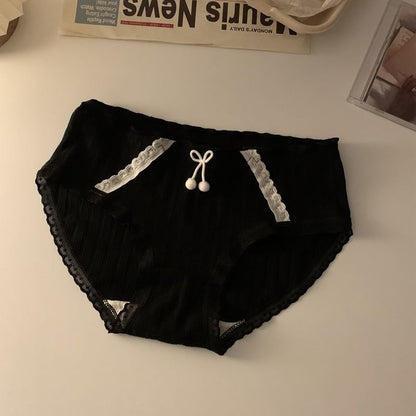 Lolita Girls Bow-knot Cotton Underwear Japanese Ladies Cute Antibacterial Mid-waist Briefs Lingerie