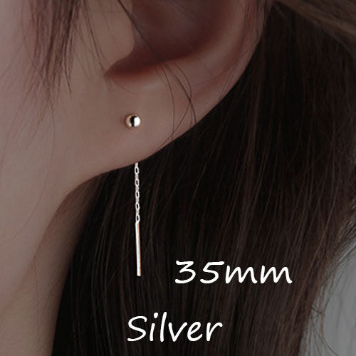 Fashion Stainless Steel Dangle Earring Geometric Ball Long Tassel Chain Drop Earrings For Women Minimalism Ear Line Kpop Jewelry