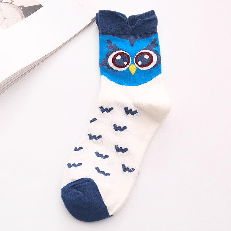 New Casual Harajuku Socks Women Cat Prints Cartoon Animals Cat Pattern Striped Cotton Socks Femme Floor Meias Socks Kawaii