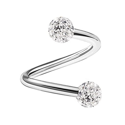 1PCS Stainless Steel Crystal Twist Helix Earring Cartilage Jewelry S Shape Labret Piercing Lip Ring Twist Tragus Earring Stud