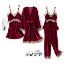 JULY'S SONG Pink 7 Pieces Women's Pajamas Sets Faux Silk Striped Pyjama Women's Pajamas Sleepwear Sets Spring Summer Homewear