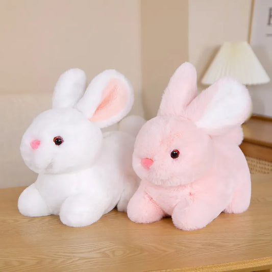 Realistic Fluffy Rabbit Plush Toy Lifelike Bunny Doll Soft Stuffed Animal Pendant Key Chain Birthday Gift for Children Kids