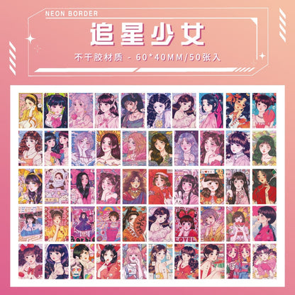 50sheets Cute Fashion girl Decorative Stickers Book Art Craft Scrapbooking Label Diary Japanese Stationery Album Journal Planner
