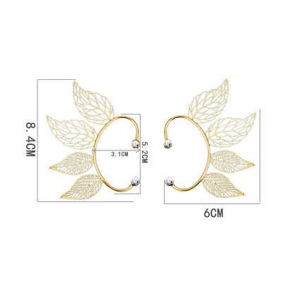 1 Pc Chic Elf Ear Cuff Maple Leaf Hollowed Zircon Leaf Cosplay Fairy Earring Clips for Women Girls Wedding Ear Cuff Jewelry