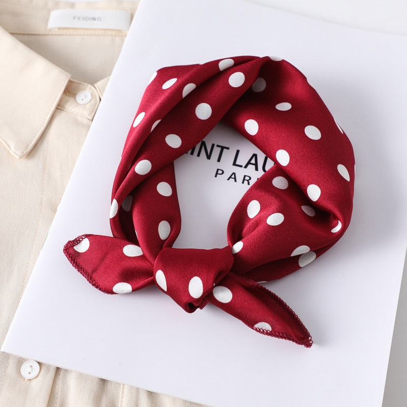 Women Small Satin Silk Scarf Square Print Wrap Foulard Femme Handkerchief Bandana Neck Hair Skinny Tie Scarves Shawls