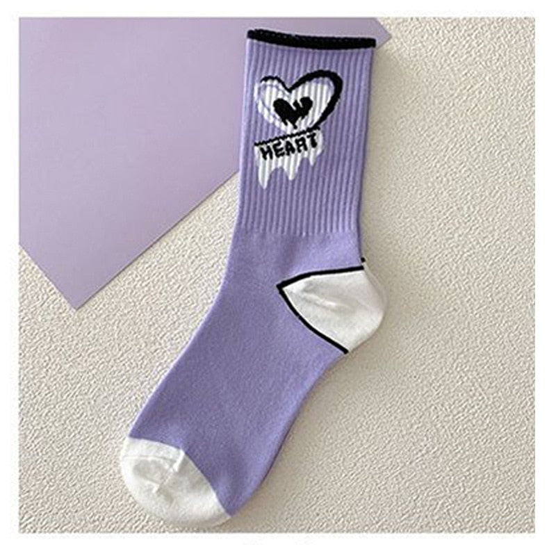 Love Cotton Socks Korean Harajuku English Letter Embroidery Kawaii Funny Socks Hip Hop Happy Skateboarding Team Sokken Socks