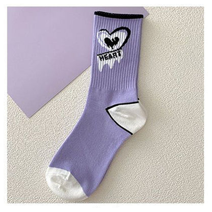 Love Cotton Socks Korean Harajuku English Letter Embroidery Kawaii Funny Socks Hip Hop Happy Skateboarding Team Sokken Socks