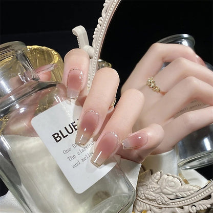 24pcs Wearable Pink Press On Fake Nails Tips With Glue false nails design Butterfly Lovely Girl false nails With Wearing Tools