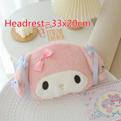 TAKARA TOMY Cute My Melody Car Seat Headrest Seat Belt Cover Kawaii Soft Comfortable Back Cushion Pillow Blanket Xmas Gifts