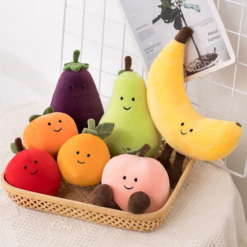 Cartoon Soft Cute Pear Peach Banana Eggplant Plush Toys Cute Food Stuffed Pillow Doll For Girls Kids Birthday Gifts Home Decor