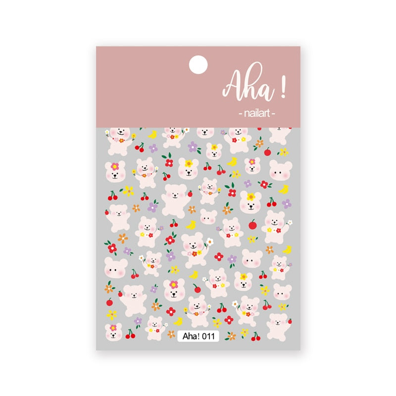 1Sheet Korean White Cloud Blue Nail Art Sticker 3D Star Moon Decal Pure Twilight Self-adhesive Manicure Slider Accessories RE#53