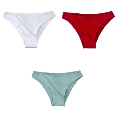 3Pcs/Set Women's Cotton Panties Female Underwear Solid Color Comfortable Briefs High Elasticity Underpants Size M-XXL