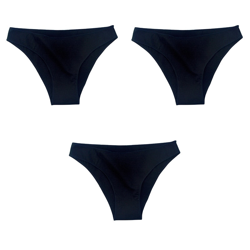 3Pcs/Set Women's Cotton Panties Female Underwear Solid Color Comfortable Briefs High Elasticity Underpants Size M-XXL