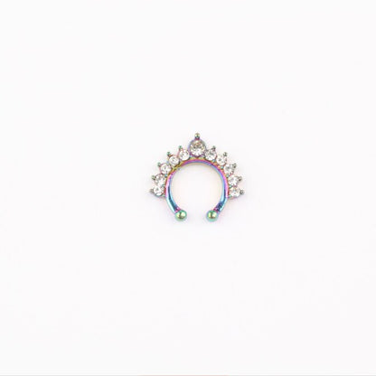 1/2Piece Stainless Stell Fake Nose Ring Septum Piercing Jewelry Crystal Fake Septum Piercing Ring Bulk Faux Nose Piercing Lot