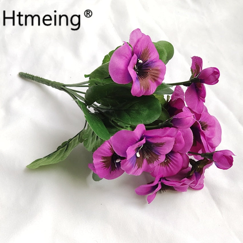 Artificial Pansy Flowers artificial flowers 10 Inch Silk Fake Butterfly Orchid Flower Home office Wedding Decoration