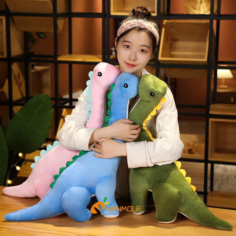 GIANT Dinosaur Plush Toy 120cm Cuddly Tanystropheus Dino Stuffed Animal Plushies Green Pink Blue Girls Boys Christmas Birthday Gift