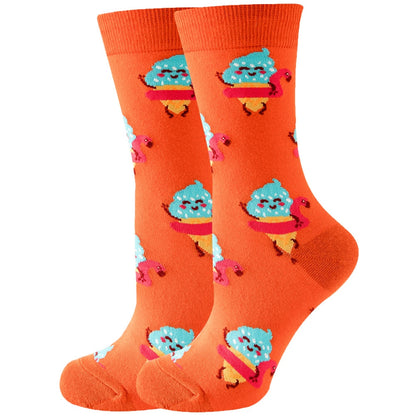 Cute Women Socks Cartoon Animal Food Fruit Socks  Kawaii Funny  Trendy Socks Happy Harajuku Casual Socks Autumn Spring Stocking