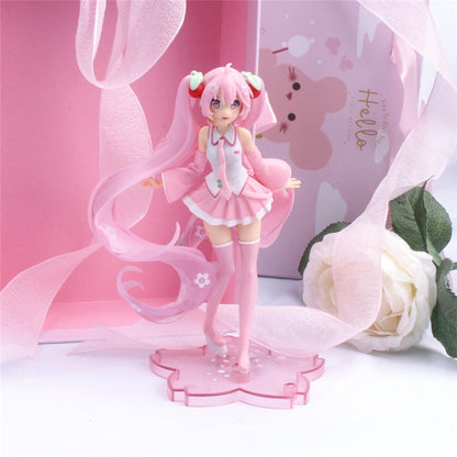 New Anime Hatsune Miku Action Figure Miku Kawaii Collection Model Pink Sakura kawaiii Doll Collectible Model Toys Cake Decor