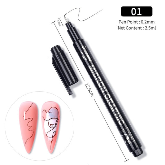 Nail Art Drawing Graffiti Pen Gel Pencil Plastic Waterproof Painting Liner Brush White Marker Pen Nail Manicure Decoration Tools