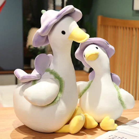 35cm Cute Duck Plush Toy Soft Stuffed Animal Kawaii Plushie Flower Duck Pillow Funny Doll Toys for Kids Girls Birthday Gift