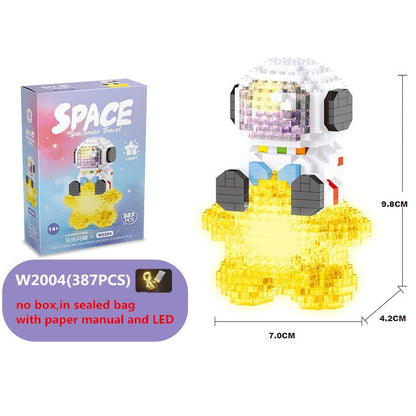 Micro Building Blocks Space Aerospace Series Glowing Astronaut Figure With Light DIY Bricks Set Toys For Children Christmas Gift