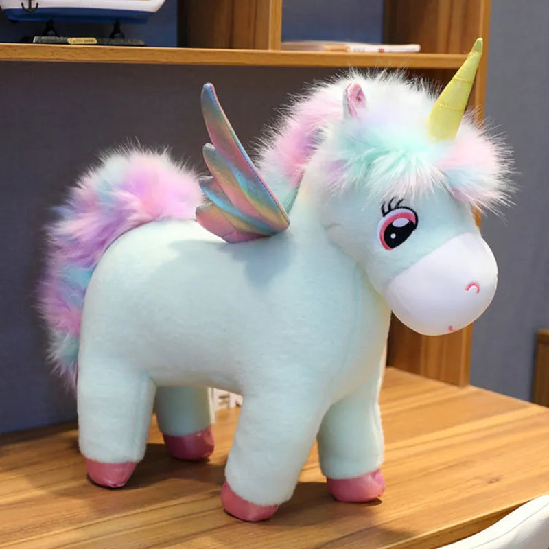 Fantastic Glow Rainbow Wings Unicorn Plush Toy Giant Unicorn Toy Stuffed Animal Doll Fluffy Hair Fly Horse Toys for Children Kid