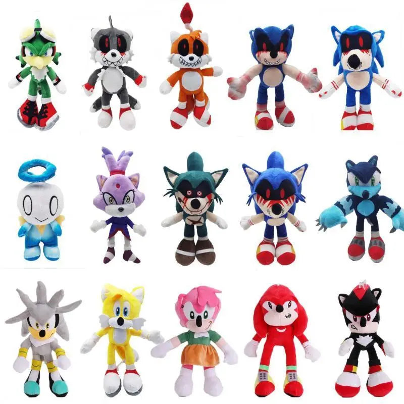 20-45Cm Super Sonic Hedgehog Backpack Cartoon Knuckles Bag Metalsonic Soft Plush Doll Shadow Schoolbag Silver Tails Plushie Toys