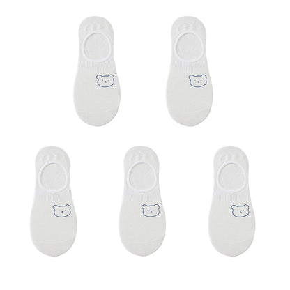 Women's cotton ankle socks, socks designed by rabbits, cows, hearts, warm and informal animals, 5 pairs of 10 pieces