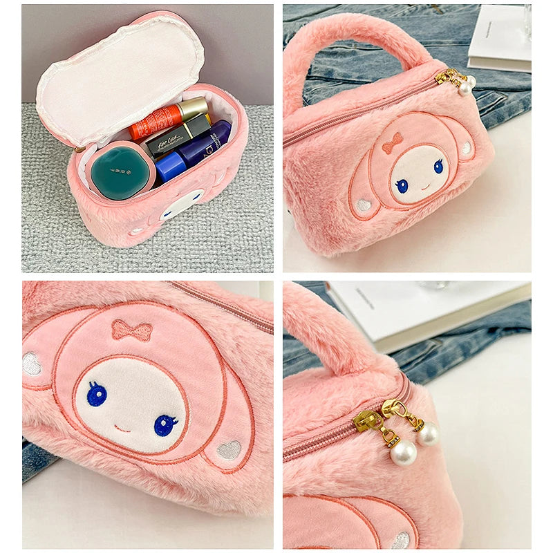 Sanrio My Melody Plush Bag Kawaii Cartoon Anime Handbag Kuromi Tote Cosmetics Bags Cinnamoroll Sundries Storage Case Girls Gifts