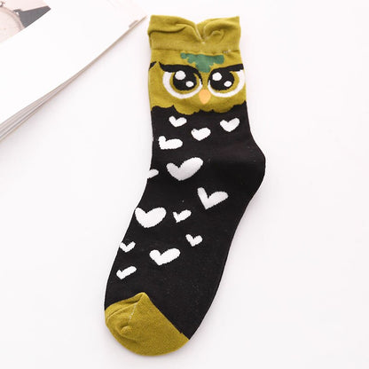 New Casual Harajuku Socks Women Cat Prints Cartoon Animals Cat Pattern Striped Cotton Socks Femme Floor Meias Socks Kawaii