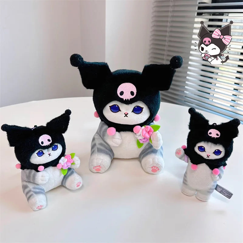 Kawaii Shark Cat Plush Toys Sanrio Kuromi My Melody Cinnamoroll Stuffed Animal Dress-up Cosplay Shrimp Tempura Pompompurin Hello Kitty Plushies