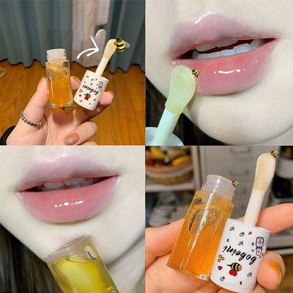 Peach Milk Honey Lip Oil Relieves Dry Moisturizing Lip Gloss Fades Lip Lines Water Light Lips Big Brush Head Korean Cute Makeup