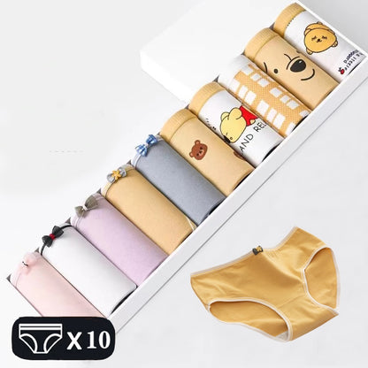 M-2XL Women's Underwear Cute Cotton Panties Briefs For Girl Ladies Lingerie Cartoon Girls Pink Pantys Underpants Thongs