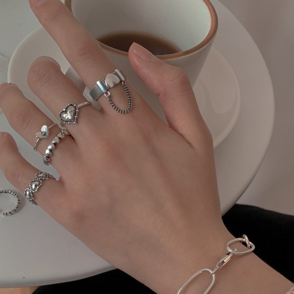 Vintage Punk Butterfly Tassel Chain Ring With Bracelet Link Wrist Chain Finger Rings For Women Flower Pearl Zircon Ring Jewelry