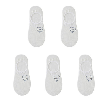 Women's cotton ankle socks, socks designed by rabbits, cows, hearts, warm and informal animals, 5 pairs of 10 pieces