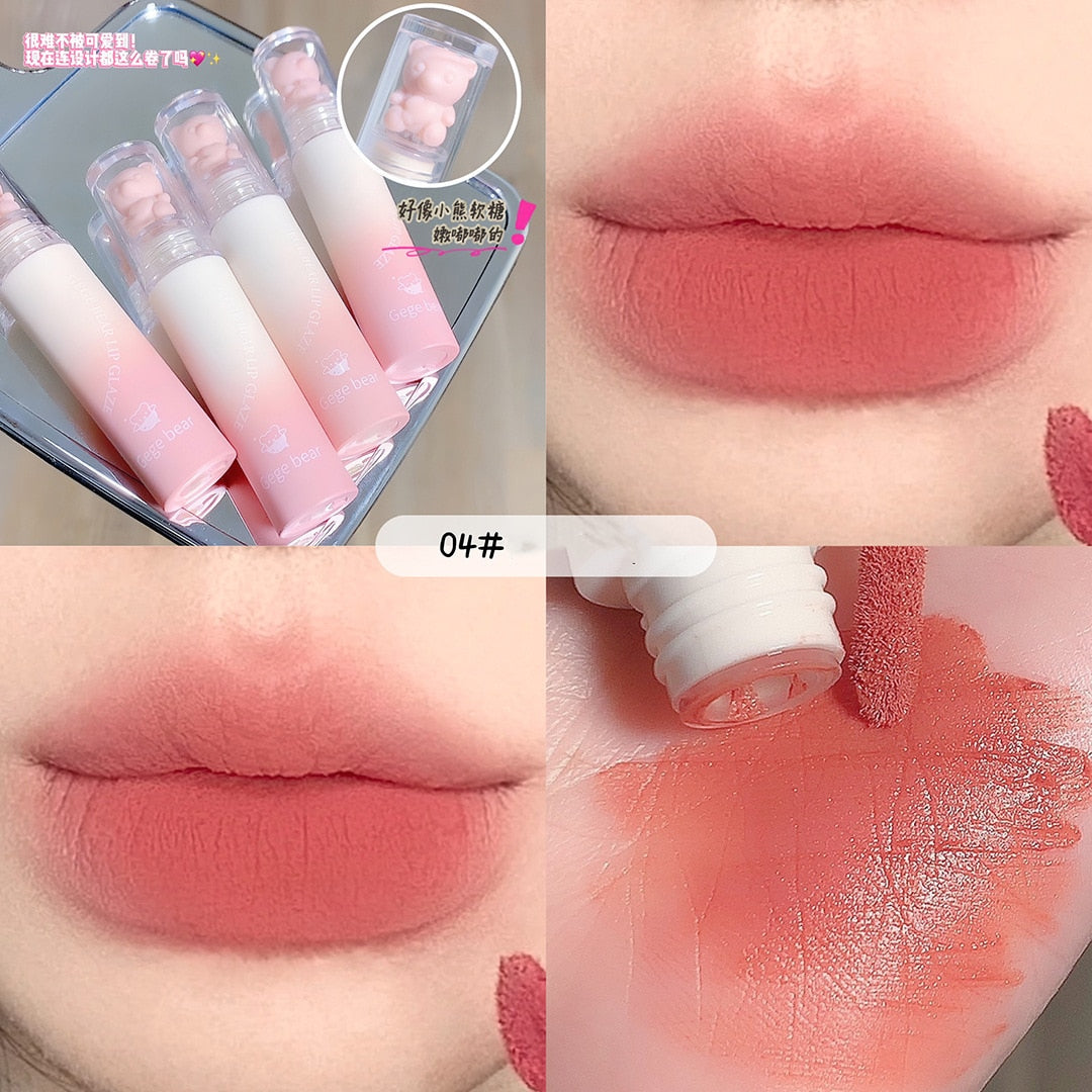 Little Bear Crystal Frozen Strawberry Glossy Lip Glaze Mirror Whitening Nude Doodle Lip Korean Makeup y2k Cosmetics Lipsticks