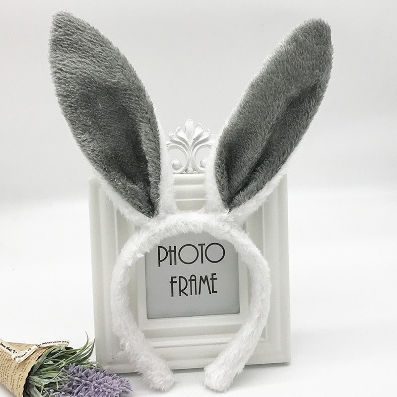 Cute Plush Bunny Ears Hair Bands Soft Rabbite Ears Easter Adult Headbands for Women Girls Anime Cosplay Party Hair Accessories