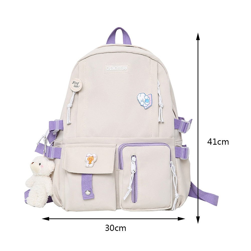 Japanese Girls Aesthetic Backpack Cute School Bags For Student Teens Girls Pockets Kawaii Women Laptop Backpack Harajuku Mochila