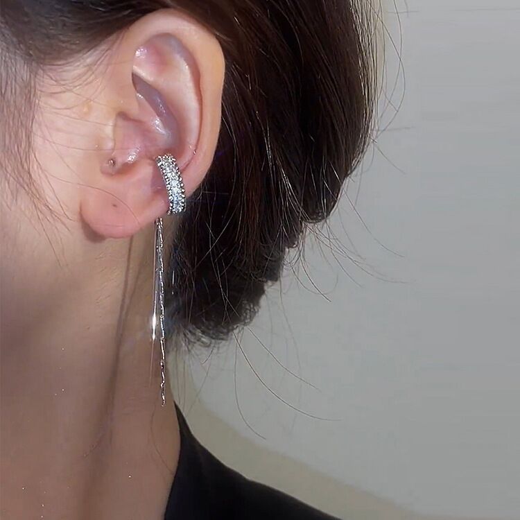 Korean Elf Butterfly Ear Cuff Without Piercing Clip Earrings for Women Elegant Sparkling Zircon Crystal Ear Clip Wedding Jewelry