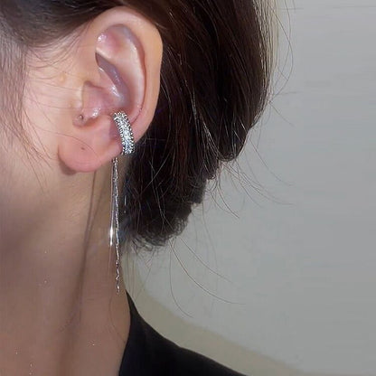 Korean Elf Butterfly Ear Cuff Without Piercing Clip Earrings for Women Elegant Sparkling Zircon Crystal Ear Clip Wedding Jewelry