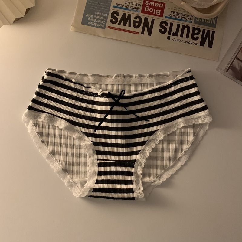 Lolita Girls Bow-knot Cotton Underwear Japanese Ladies Cute Antibacterial Mid-waist Briefs Lingerie