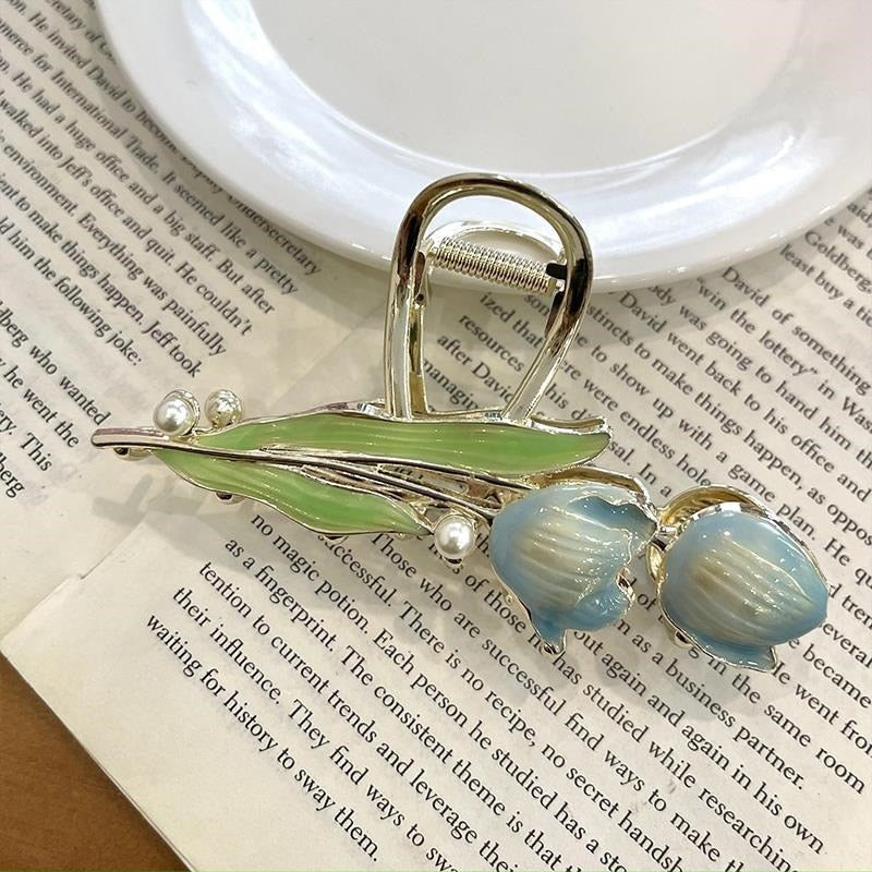 New Korean Vintage Flowers Large Metal Hair Claw Clip Ponytail Women Butterfly Shark Alloy Hair Claw Barrette Hair Accessories