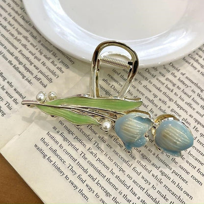 New Korean Vintage Flowers Large Metal Hair Claw Clip Ponytail Women Butterfly Shark Alloy Hair Claw Barrette Hair Accessories