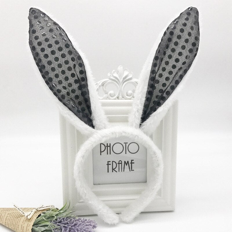 Cute Plush Bunny Ears Hair Bands Soft Rabbite Ears Easter Adult Headbands for Women Girls Anime Cosplay Party Hair Accessories