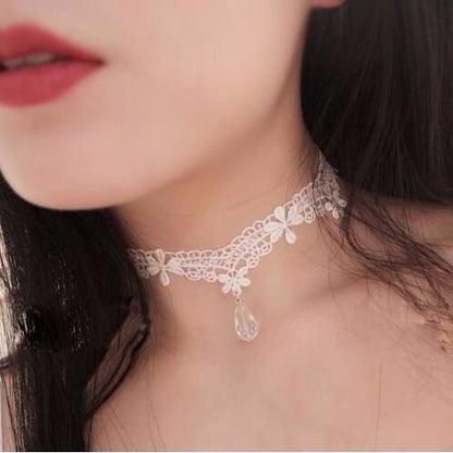 Korean Fashion Velvet Choker Necklace for Women Vintage Lace Necklace with Pendants Gothic Girl Neck Jewelry Accessories