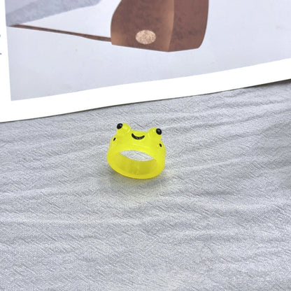Colorful Luminous Frogs Acrylic Ring for Women Cute Funny Cartoon Animal Aesthetic Glow In The Dark Rings Summer Jewelry Gift