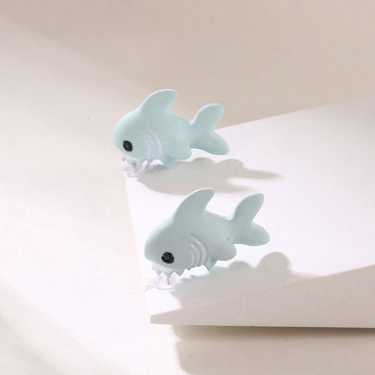 Kawaii Dinosaur T-Rex Stud Earrings: Cute Cartoon Animal Little Dog Whale Hippo Baby Shark Bite Ear Clay Jewelry Funny Gift