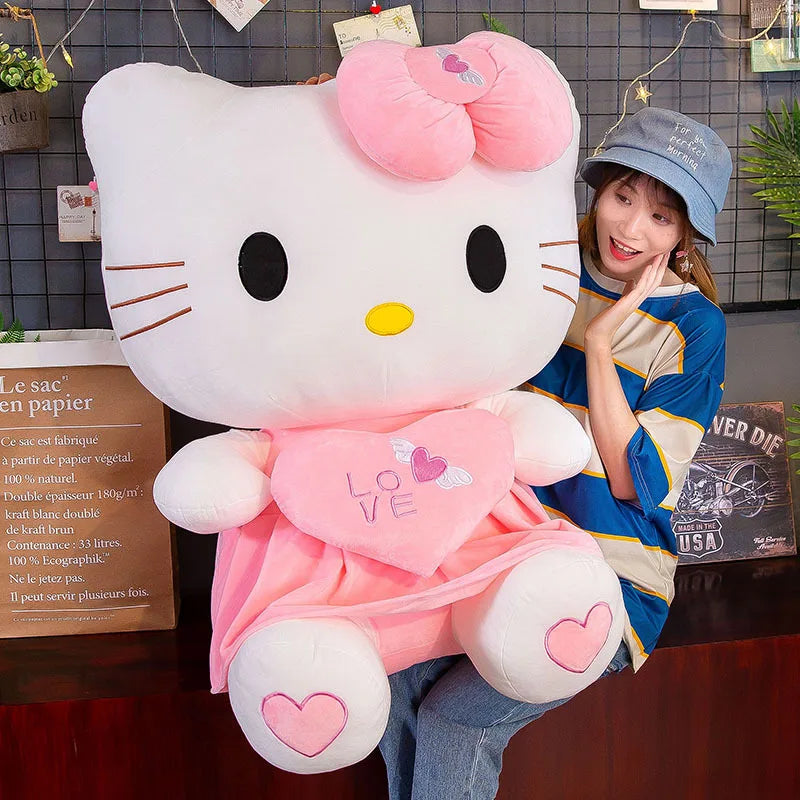 GIANT Hello Kitty Plush Toy Big Heart KT Stuffed Animal Love Sanrio Plushies Cute Kawaii Pink Large Soft Doll Girls Christmas Girlfriend Wife Valentines Day Gifts