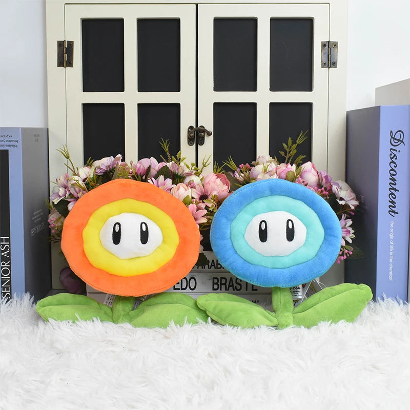 Mario Cartoon Game Plush Toy Bros Red Flame Flower Blue Ice Flower Soft Stuffed Doll Plush Toys Birthday Gifts